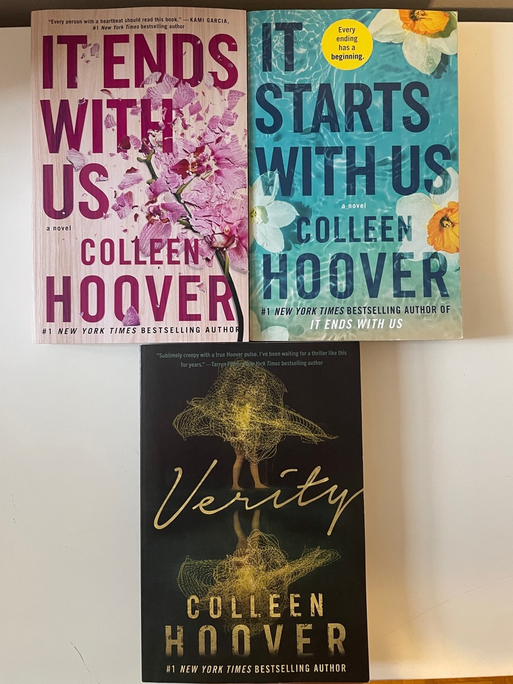 Colleen Hoover Books — It Ends With Us — It Starts With Us — Verity